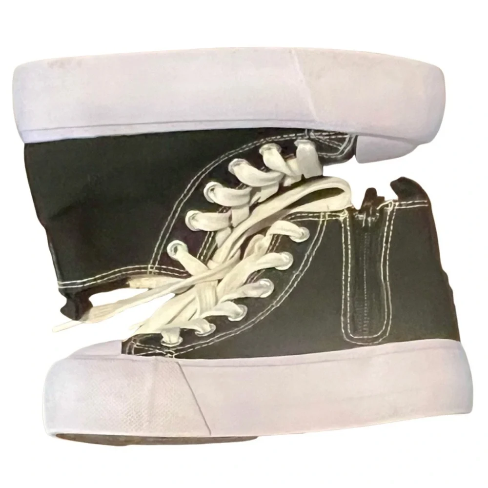 High-Top Canvas Sneakers with White Accents